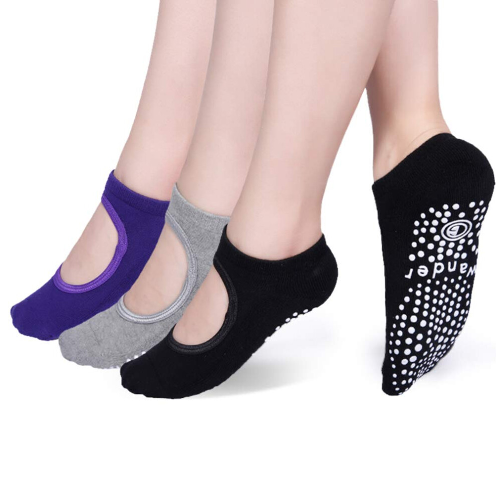 Chaussettes de yoga, chaussettes antid   rapantes avec poign   es, chaussettes de Pilates, de ballet, de barre