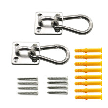 Lind Kitchen 2 Set M8 Ceiling & Wall Mount Hanging Hardware Fitting Set 304 Stainless Steel Heavy Duty Square Pad Eye Plate + Snap Hook for Yoga Hamm