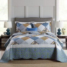Seturi de cuverturi de pat NEWLAKE-Set de cuverturi reversibile, cu flori n carouri, Queen Size