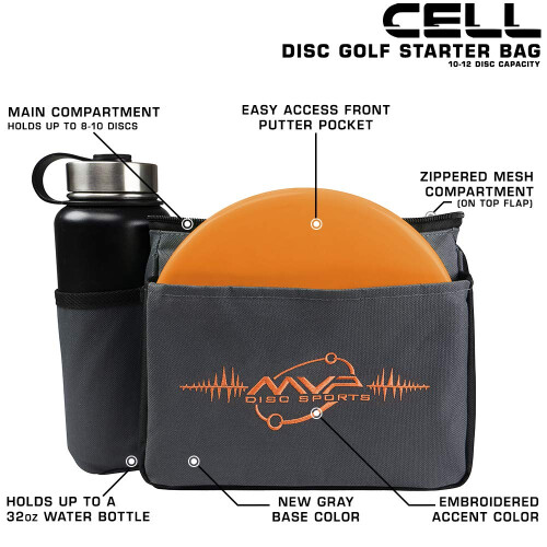 MVP Disc Sports Cell Disc Golf Starter Bag (Γκρι/Πορτοκαλί) 1