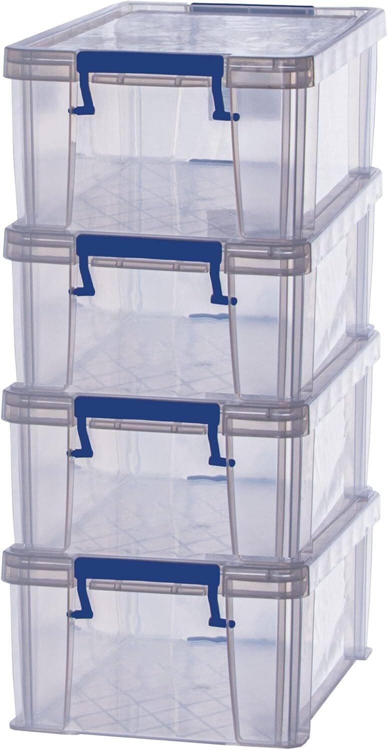 4x 10L Plastic Storage Boxes with Lids. ProStore Super Strong ...