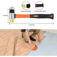 (As show, One size) Laminate Flooring Kit With 40 Spacers, Double Headed Mallet, Tapping Block And Pull Up Bar (orange)