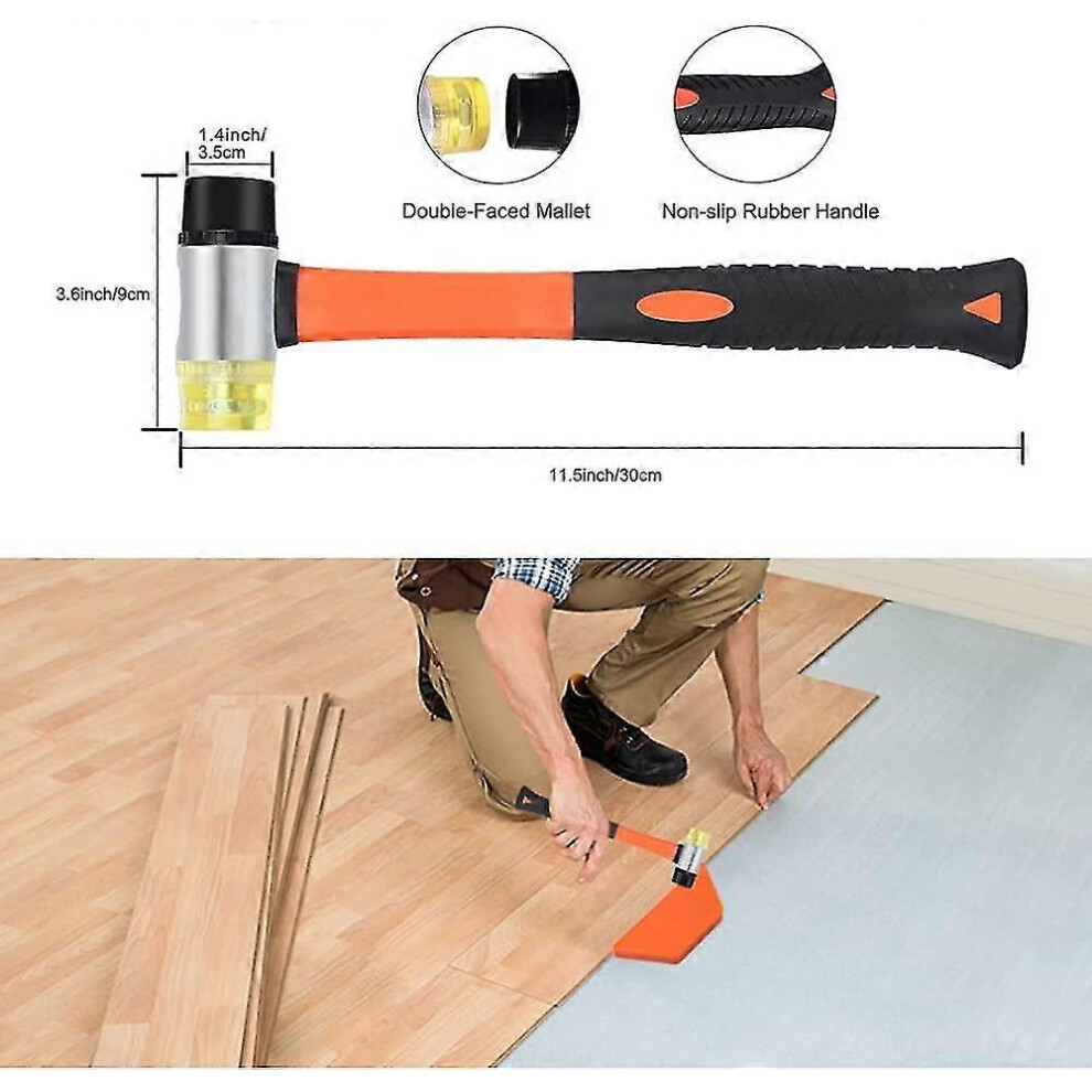Konhill (As Show, One Size) Laminate Flooring Kit With 40 Spacers, Double Headed Mallet, Tapping Block And Pull Up Bar (Orange)