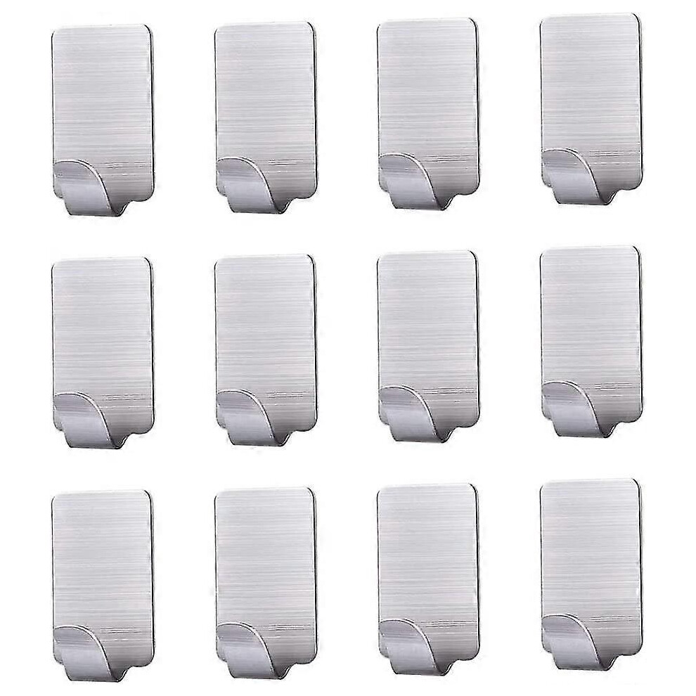 Konhill (As Show, One Size) Hooks Stainless Steel Self-Adhesive, Towel Hooks Coat Hooks Wall Hooks Adhesive Hooks Stainless Steel Self-Adhesive Without Drilli