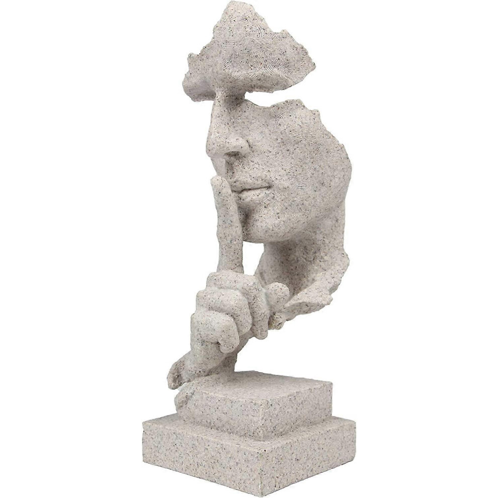 Konhill (As Show, One Size) Sandstone Thinker Statue, Silence Is Abstract Art Figurine, Resin Sculptures For Modern Home Decorative Objects For Bedroom Golden
