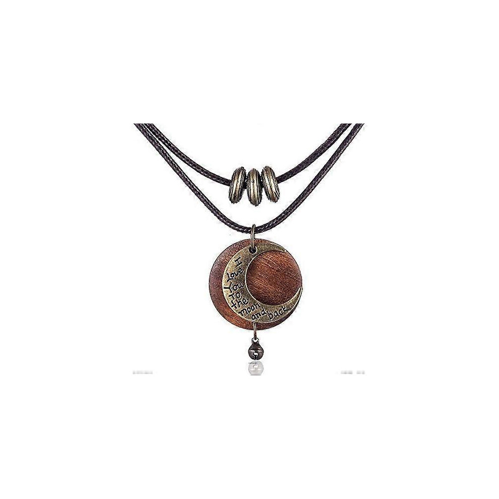 Konhill (As Show, One Size) Wooden Choker Chunky Pendant Necklaces For Women Brown