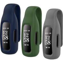 (As show, One size) 3-Pack Clips Replacement for Fitbit Inspire 2, Soft Comfortable Silicone Clip 360Protection Holder Accessory Compatible with Fibit Inspire 2 - Refurbished
