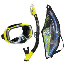 TUSA Sport Adult Imprex 3D Μάσκα και Σωλήνας Dry Snorkel Combo, Μαύρο/Φλας Κίτρινο, UC-3325P-BKFY