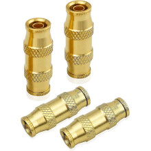 (As show, One size) Air Brake Line Fitting Dot Brass Push In Fitting Brake Union 3/8" Tube Od Fit For Trucks Trailers And Industrial Use 4 Pack