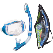 TUSA Sport Voksen Impex 3D Purge Mask og Dry Snorkel Combo Fishtail Blue (m/genanvendelig taske) UC-3325P-FB
