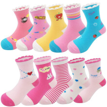 Zumou Toddler Kids Little Girls Cute Cotton Crew Socks 10 Pack Years (M (3-5T) / Toddler Cute)
