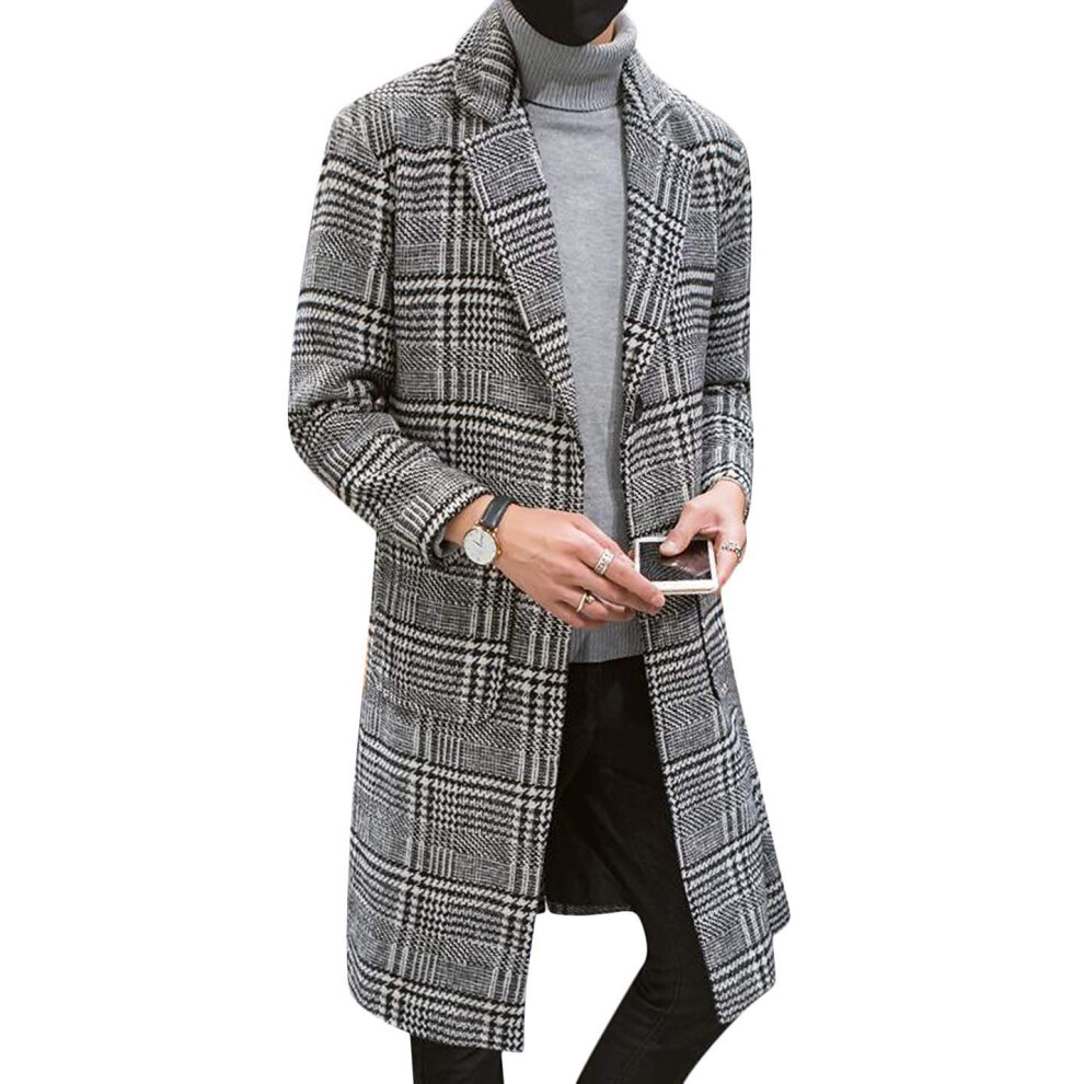 Trench mi-long     carreaux     simple boutonnage et revers crant   s pour homme UANEO