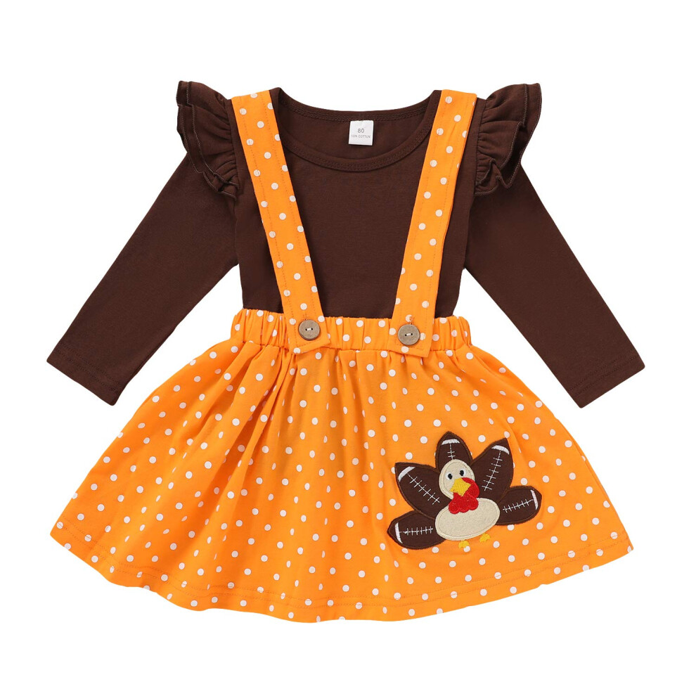 Tenues de Thanksgiving pour b   b    fille en bas    ge, ensembles jupes, haut     volants + dinde