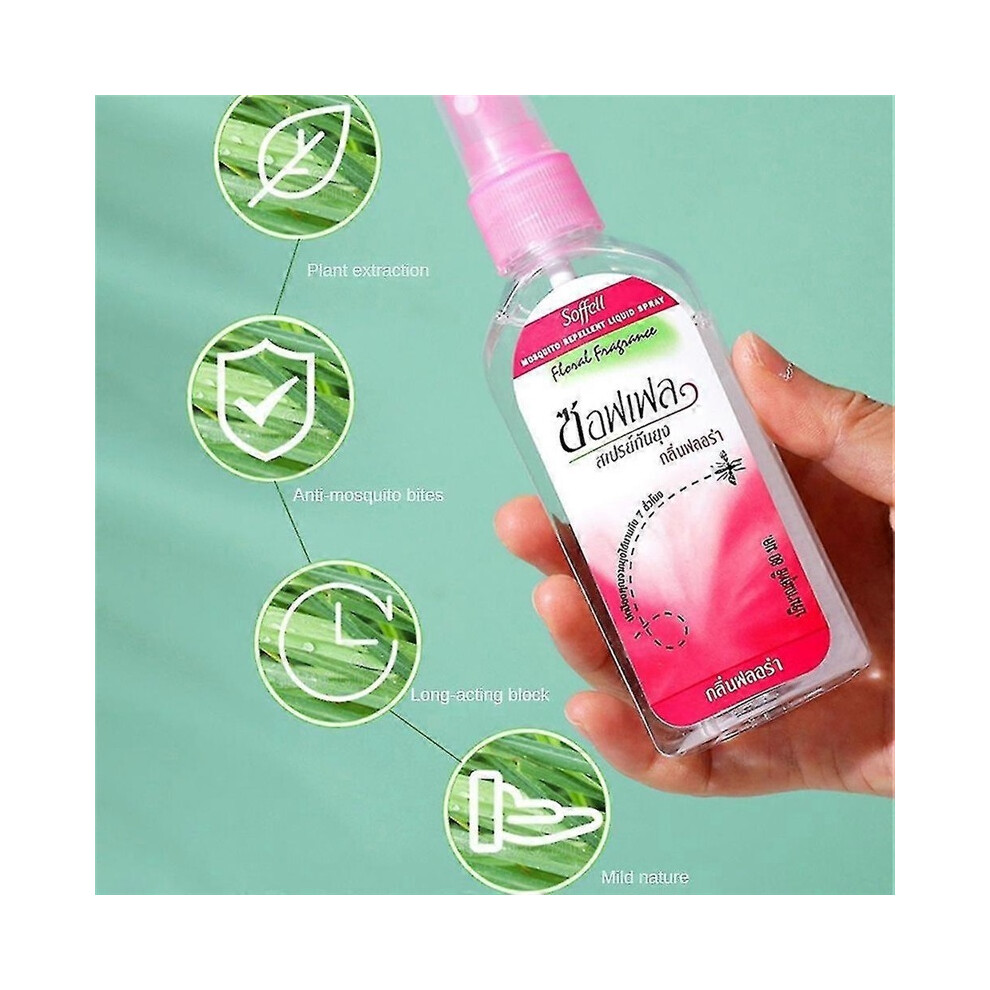 3pcs 80ml Mosquito Spray Thailand Plant Anti-mosquito Bite Swelling Itching Mosquito Repellent Liquid Spray For Body NEW
