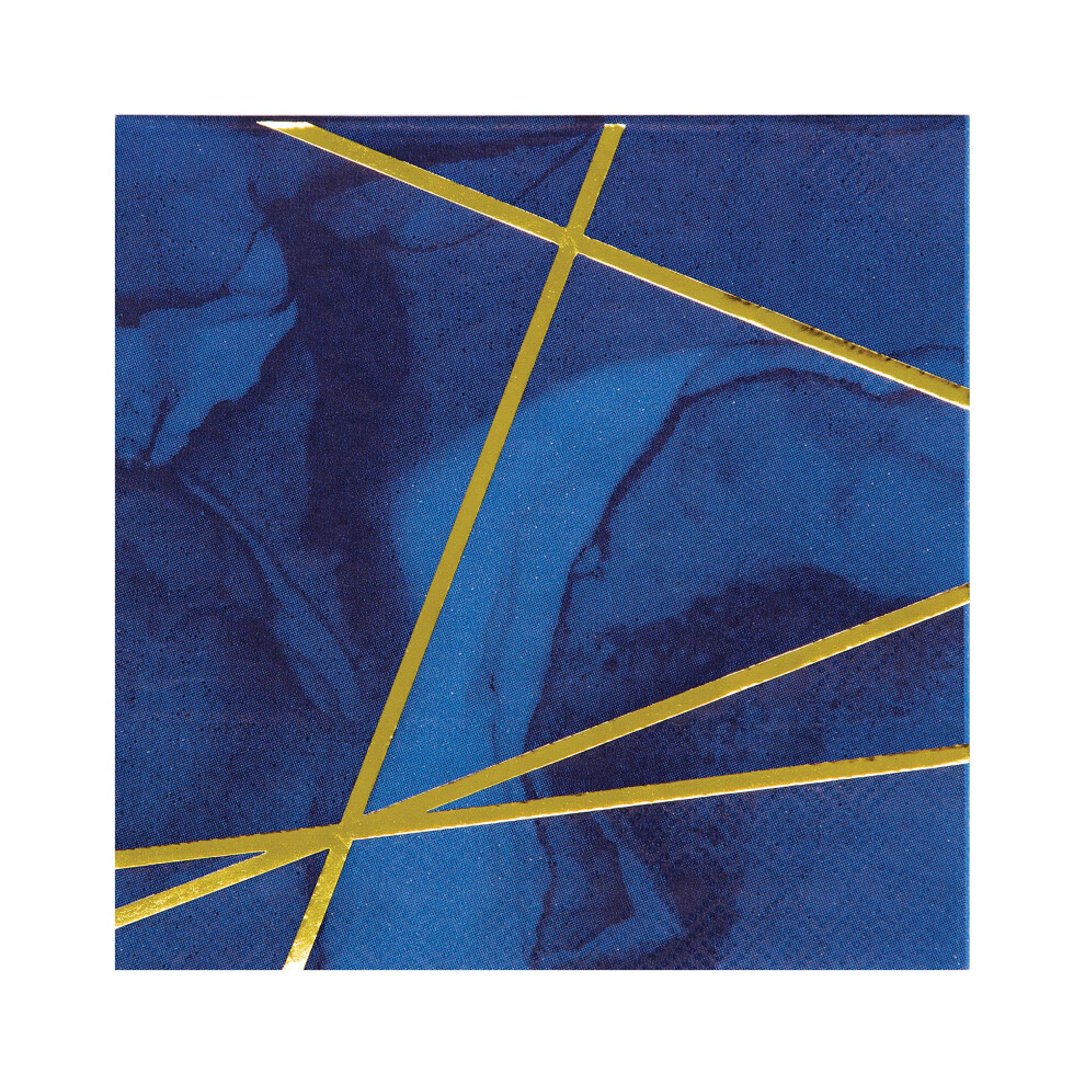Serviettes     boissons estamp   es en feuille bleue et dor   e de Creative Converting