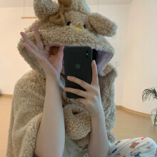 (5) 3 in 1 Cartoon Cloak Blanket Soft Animals Unisex for Adult Coral Velvet Warm Loose Cute Bear Shawl