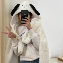(1) 3 in 1 Cartoon Cloak Blanket Soft Animals Unisex for Adult Coral Velvet Warm Loose Cute Bear Shawl