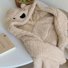 (11) 3 in 1 Cartoon Cloak Blanket Soft Animals Unisex for Adult Coral Velvet Warm Loose Cute Bear Shawl