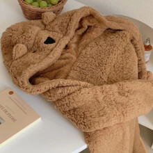 (10) 3 in 1 Cartoon Cloak Blanket Soft Animals Unisex for Adult Coral Velvet Warm Loose Cute Bear Shawl