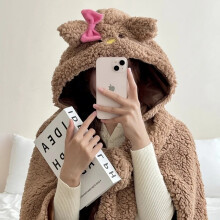 (6) 3 in 1 Cartoon Cloak Blanket Soft Animals Unisex for Adult Coral Velvet Warm Loose Cute Bear Shawl