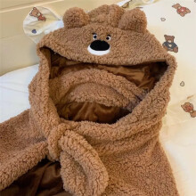 (3) 3 in 1 Cartoon Cloak Blanket Soft Animals Unisex for Adult Coral Velvet Warm Loose Cute Bear Shawl