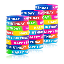 ARTLYMERS 24 Stck Happy Birthday Gummiarmbnder, farbige Silikon-Stretch-Armbnder fr Geburtstagsparty-Zubehr, Gastgeschenke, 8 Stile