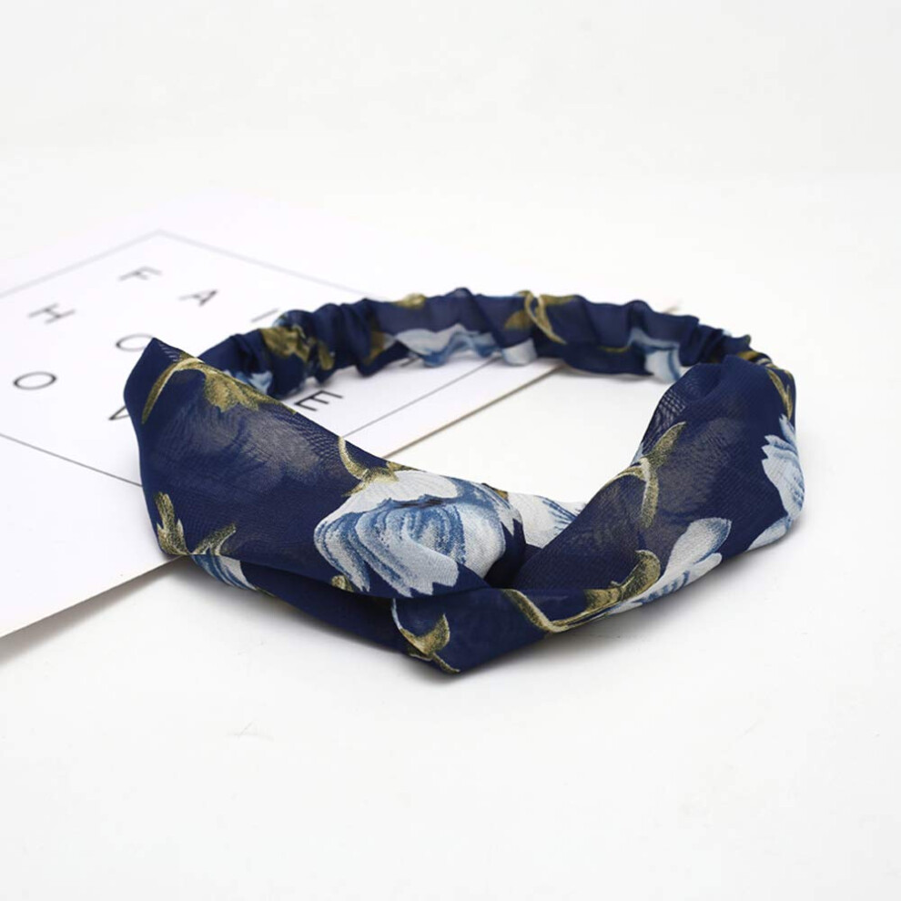 Axgo HSHB19 Bandeaux    lastiques Turban Bandeau de T   te Style    charpe D   corative Bandeau de Cheveux Accessoires pour Femmes Bleu Marine