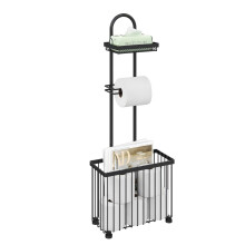 X-cosrack vrijstaande toiletrolhouder, toiletrolhouder, rolhouder, opbergplank voor telefoon, tablet, tijdschriften, badkamerorganizer, toiletrol