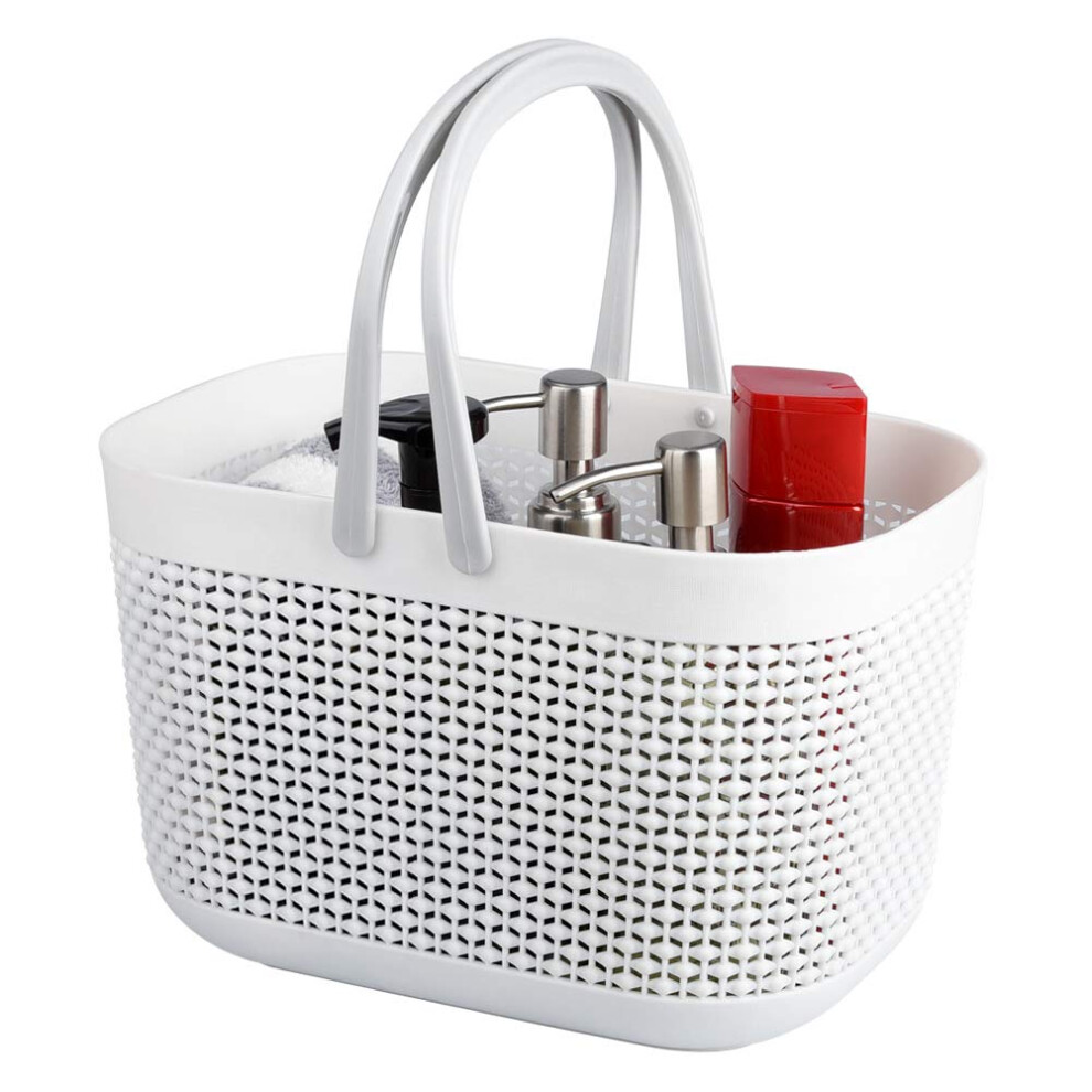 Paniers de rangement en plastique UUJOLY avec poign   es, bacs de douche, organisateur pour salle de bain et cuisine, blanc