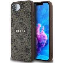 Guess PU Leather 4G Colored Ring Case with MagSafe for iPhone 16e 6.1" Brown - GUHMPSE4G4GFRW