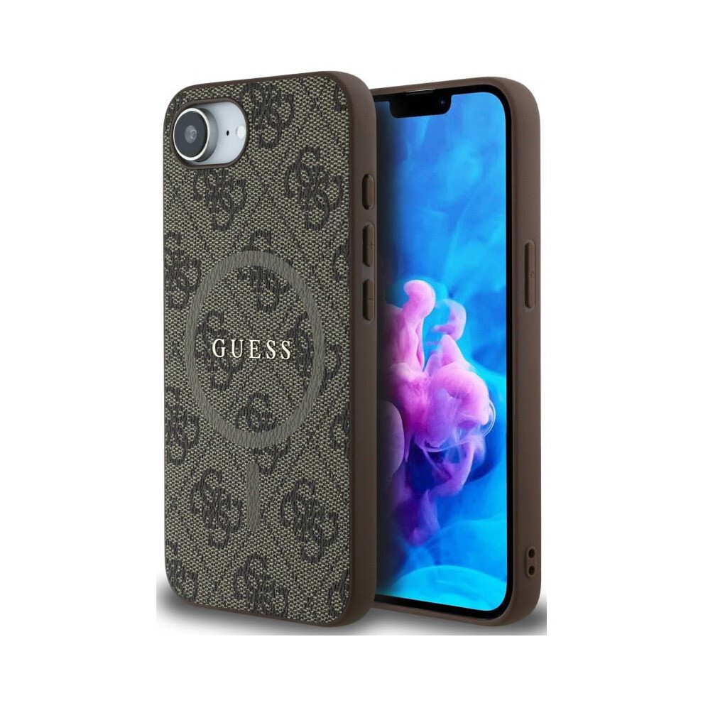 Guess Pu Leather 4G Colored Ring Case With Magsafe For Iphone 16E 6.1" - Guhmpse4g4gfrw Brown