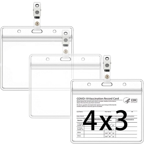 CDC Vaccination Card Protector Horizontal Name Tag Holders and Metal B 1