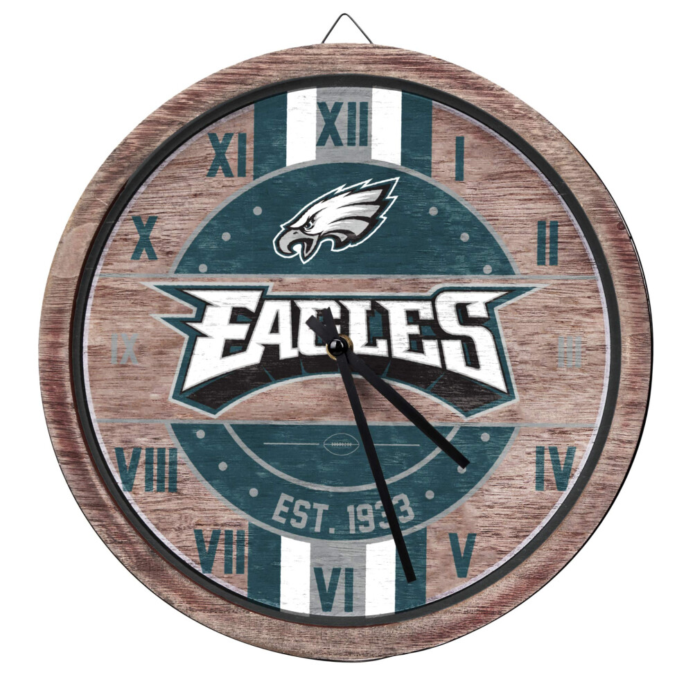 Foco Philadelphia Eagles Nfl Barrel Wall Clock Clcknftmestwl Multi-Color Philadelphia Eagles-image