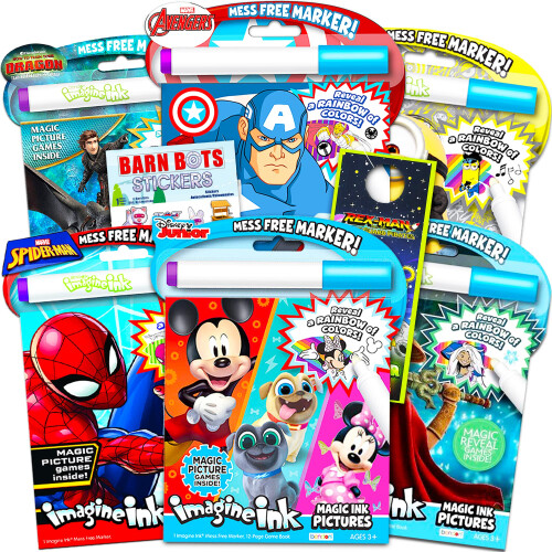 Imagine Ink Coloring Book Assorted Set for Boys with Stickers (Bundle 1