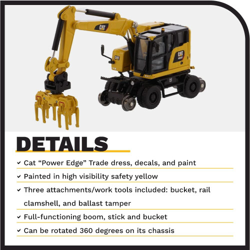 Diecast Masters 1:87 Caterpillar M323F Eisenbahn-Mobilbagger mit 2