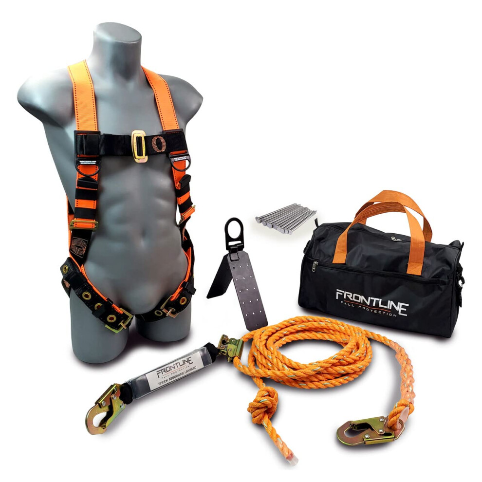 Frontline RK5PTB50 Combat Complete Roofers Kit with 50 Lifeline  Combat Economy Series Full Body Harness Size Universal  H