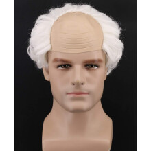 yuehong Kurze graue Percke fr alte Mnner, flauschige Glatze, synthetische Halloween-Kostme, Cosplay-Percken (wei)