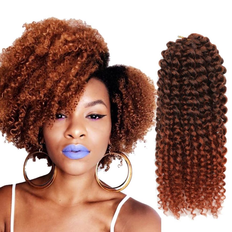 Sharopulp Unisex Short Kinky Curl Hairstyle 8 Inch 3Pcs/Pack Afro Kinky Twist Hair Soft Synthetic Crochet Braiding Hair Extention (1B/350)