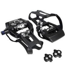 BV Bike Pedals Shimano SPD/Look Delta Compatible 9/16'' with Toe Clips