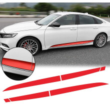 Xotic Tech d?rkarm Sidesk?rt, nedre stribe forsk?ret vinylklisterm?rke, kompatibel med Honda Accord 10. generation 2018-2022 (r?d)
