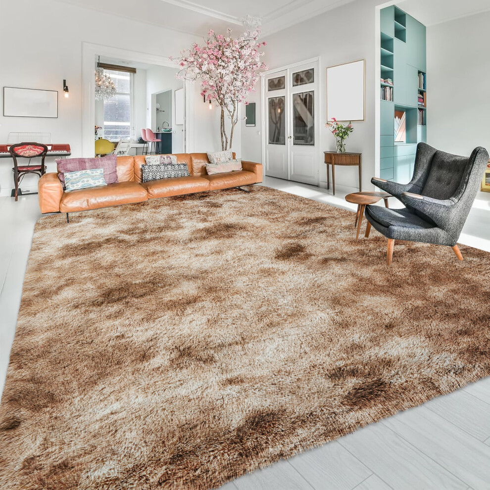 Yorkshire Bedding (Tye Dye Beige, 160 X 230Cm (5Ft 3" X 7Ft 6")) Thick Shaggy Non Slip Rugs Living Room Area Rugs Hallway Runner Round Rugs & Door Mats Cream