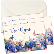 LIMPA      O FUNERAL FLORAL CARTOS DE Agradecemos com envelopes - Mensagem dentro (50 Butterfly Floral)