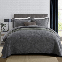 NEWLAKE Knnettv peittollinen pivpeite brodeerattu mikrokuituliina jacquard-kuvioitu kukkaharmaa Queen-koko