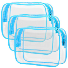Packism Clear Meikkilaukku - Vedenpitävä TSA-hyväksytty meikkilaukku, litran kokoinen laukku, kirkas meikkipussi vetoketjulla, matkakosmetiikkala