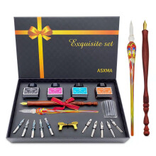 ASXMA Kalligraphie-Stifte-Geschenkset  personalisierte Kalligraphie-Stift-Sets, Kalligraphie-Set fr Anfnger und Profis, inklusive Glas- und Holz-T