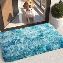 (Tye Dye Teal, 60 x 110cm (2ft x 3ft 7")) Thick Shaggy Non Slip Rugs Living Room Area Rugs Hallway Runner Round Rugs & Door Mats
