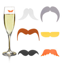 Marcaje de sticla de vin 6pcs Silicon Barba Bautura de sticla Marcaje de sticla Recunoa?tere Identificator de sticla pentru Decora?ii de masa pen