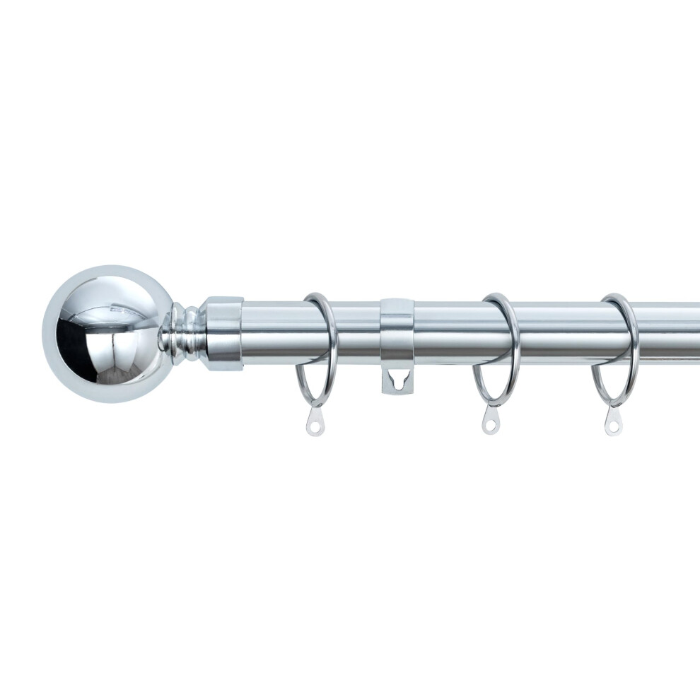 (Nickel, 70cm - 120cm, 28" to 47" Approx) A.Unique Home Plain Round Ball Metal Extendable Curtain Pole with Rings and Fittings, In a Variety of Colour-image-OPC-PG96NMD-NEW