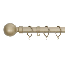 (Matte Gold, 70cm - 120cm, 28" to 47" Approx) A.Unique Home Plain Round Ball Metal Extendable Curtain Pole with Rings and Fittings, In a Variety of Colours and Sizes (25/28mm)