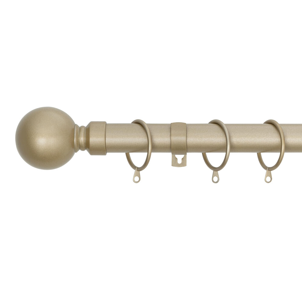 A.unique Home (Matte 70Cm - 120Cm, 28" To 47" Approx) Plain Round Ball Metal Extendable Curtain Pole With Rings And Fittings, In A Variety Of Co Gold
